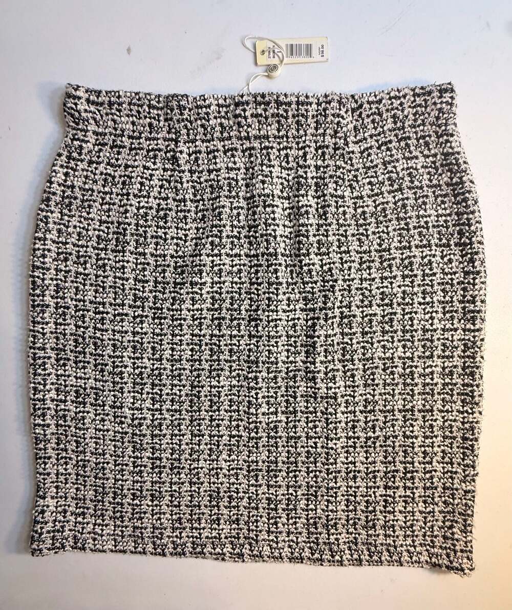 Max Studio Womens Black White Knit Tweed Mini Skirt 2708K16 Size Large NWT - Picture 2 of 6